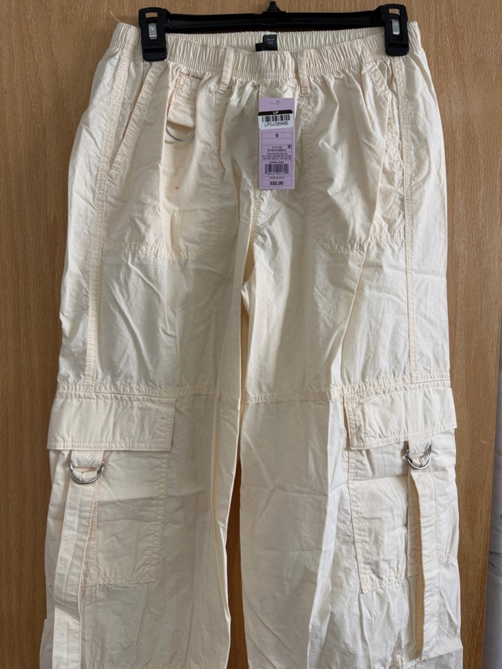 wild fable Cream Wide-Leg Cargo Pants with Utility Rings